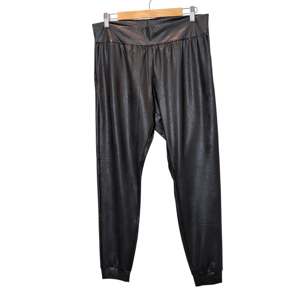 NWT Commando Evereve Women's Sz L Black Faux Leather Vegan Joggers